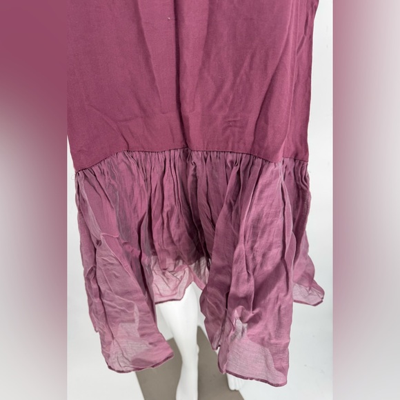 Bordeau Red Purple Ruffle Drop Waist Sleeveless Dress - Size Large - Oddy - Picture 2 of 4